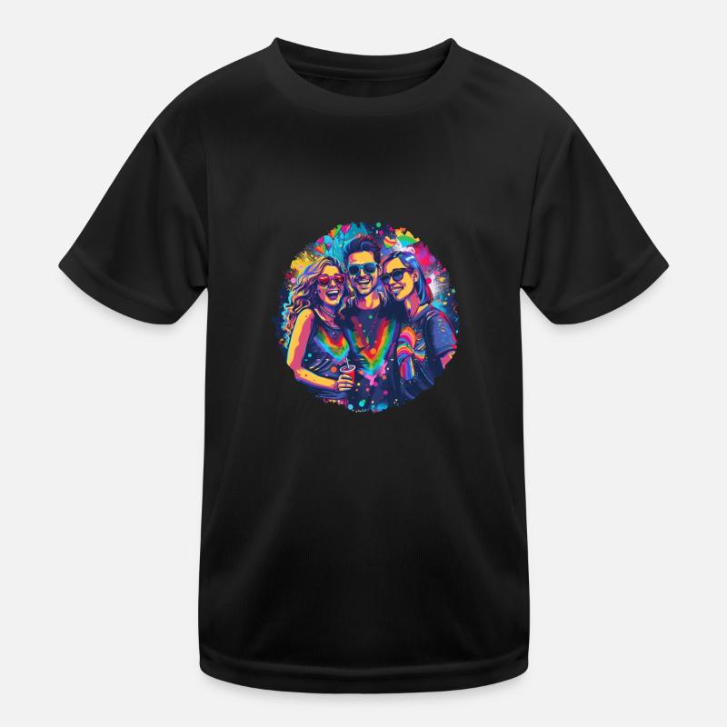 Étreinte de connexion arc-en-ciel, fierté heureuse T-shirt sport Enfant