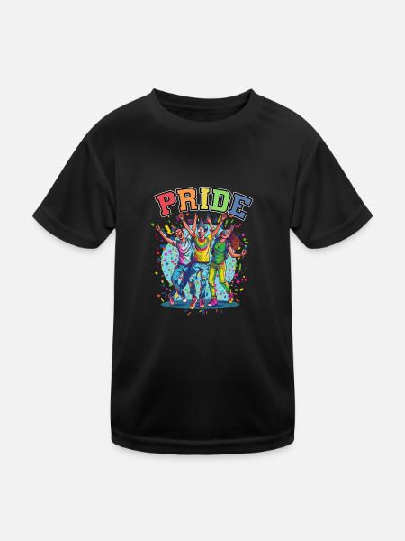 Rainbow Connection Embrace, Happy Pride - Kinder Funktions-T-Shirt - Schwarz - Vorne
