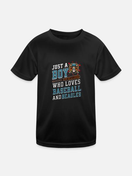 Nur Ein Junge Der Baseball Und Beagles Liebt - Kinder Funktions-T-Shirt - Schwarz - Vorne