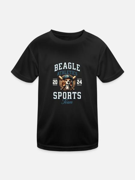 Baseball 2024 Beagle Sport - Einzigartiger Beagle - Kinder Funktions-T-Shirt - Schwarz - Vorne