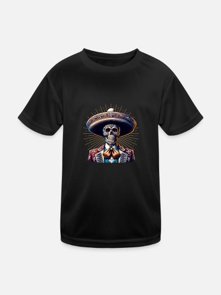 Dia de los Muertos Coloré - T-shirt sport Enfant - noir - Devant