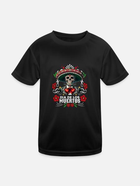 Dia de los Muertos Coloré - T-shirt sport Enfant - noir - Devant