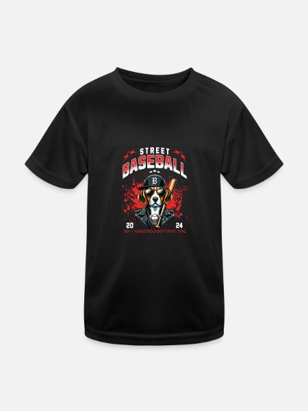 Fan of baseball, beagles and America - Kids Functional T-Shirt - black - Front