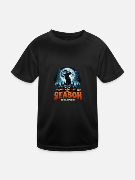 Scaredy Cat No Treats Just Halloween Tricks - Kids Functional T-Shirt - black - Front