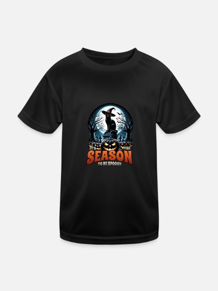 Scaredy Cat No Treats Just Halloween Tricks - Kids Functional T-Shirt - black - Front