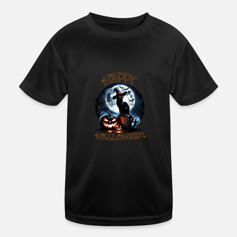 Scaredy Cat No Treats Just Halloween Tricks - Kinder Funktions-T-Shirt - Schwarz