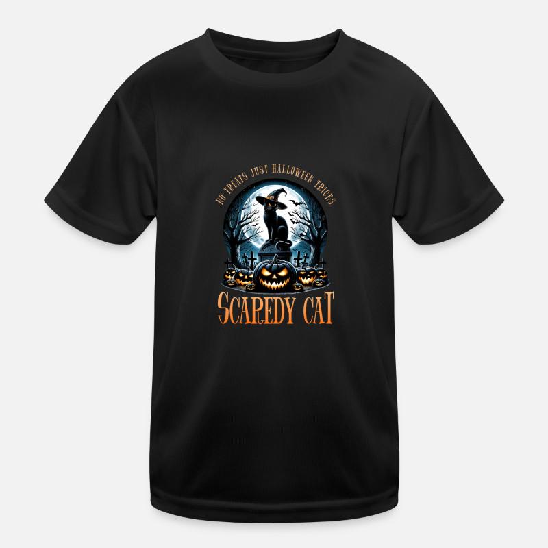 Fröhliches Halloween, Scaredy Cat Kinder Funktions-T-Shirt