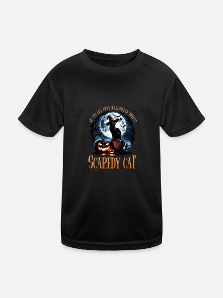Happy Halloween, Scaredy Cat - Kids Functional T-Shirt - black - Front