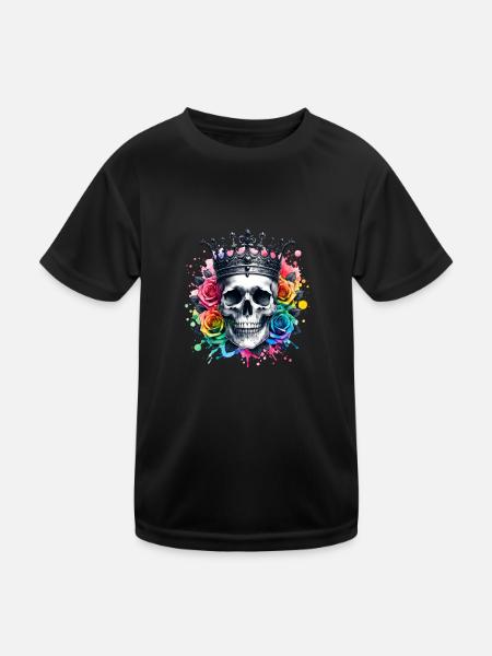 Carnaval Halloween Día de Muertos Crâne avec - T-shirt sport Enfant - noir - Devant