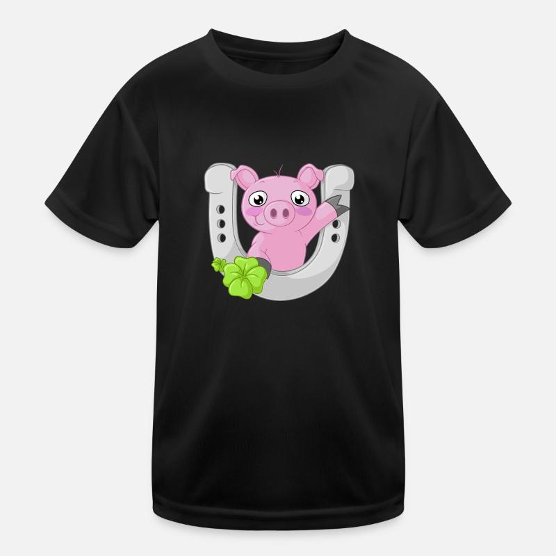 Glücks Comic Schweinchen Kinder Funktions-T-Shirt