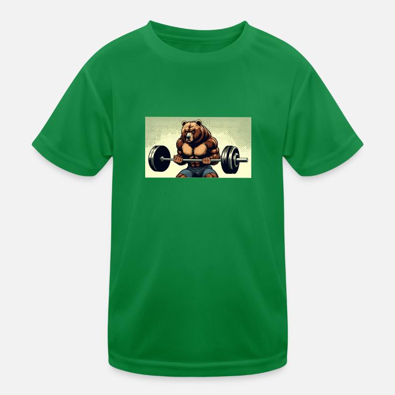 CurlBear – Der Hantel-Champion Kinder Funktions-T-Shirt