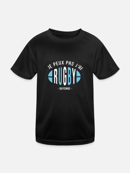 Rugby Bayonne Je peux pas j ai rugby bayonnais - T-shirt sport Enfant - noir - Devant