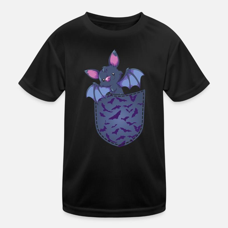 Halloween Tier Geschenk Brusttasche Fledermaus Kinder Funktions-T-Shirt