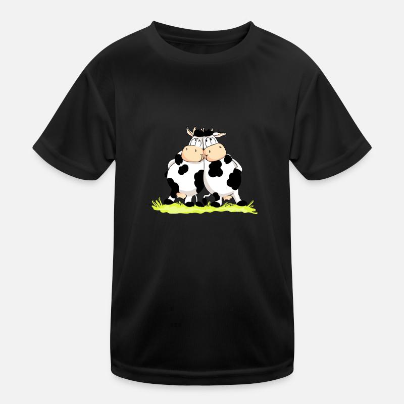 Twin Cows - Kids Functional T-Shirt - black