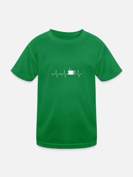 Heartbeat lijn hartslag koffiegift - Functioneel T-shirt voor kinderen - kelly groen - Voor
