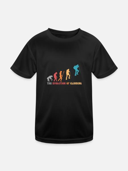 climb evolution of climbing Mountaineering humour - Kids Functional T-Shirt - black - Front