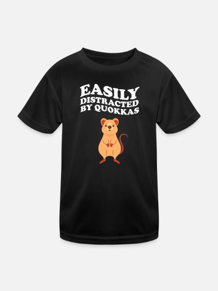Easily Distracted By Quokkas Quokka - Kinder Funktions-T-Shirt - Schwarz - Vorne
