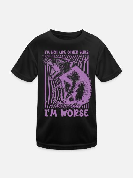 Opossum, ich bin nicht wie andere Mädchen, ich bin schlimmer lustig - Kinder Funktions-T-Shirt - Schwarz - Vorne
