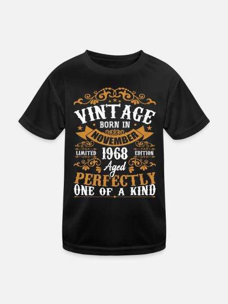 Vintage November 1968 Anniversary November 1968 - Kids Functional T-Shirt - black - Front