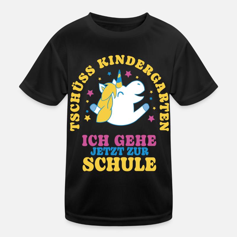 Einschulung Einhorn Tschüss Kindergarten Kinder Funktions-T-Shirt