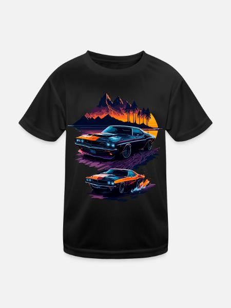 Klassischer Sportwagen - Kinder Funktions-T-Shirt - Schwarz - Vorne