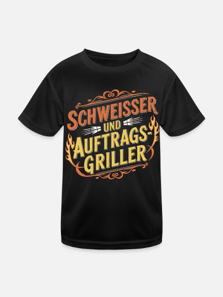 Schweißer und Grillen - Kinder Funktions-T-Shirt - Schwarz - Vorne