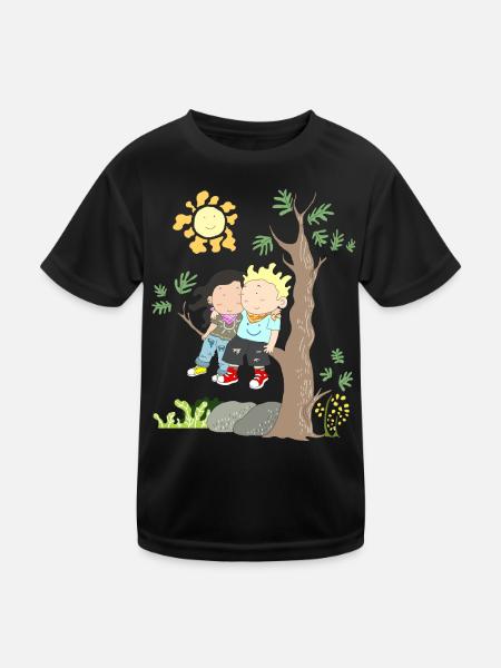big love dear couple gift shirt - Kids Functional T-Shirt - black - Front