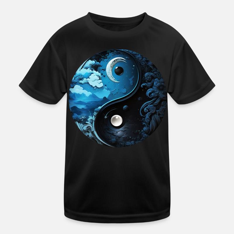 Yin Yang Mond Kinder Funktions-T-Shirt