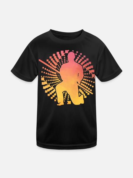 Aikido - Kinder Funktions-T-Shirt - Schwarz - Vorne