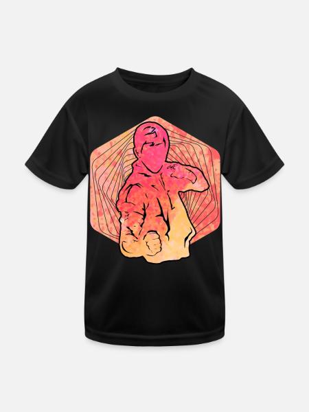 Wing Chun - Kinder Funktions-T-Shirt - Schwarz - Vorne