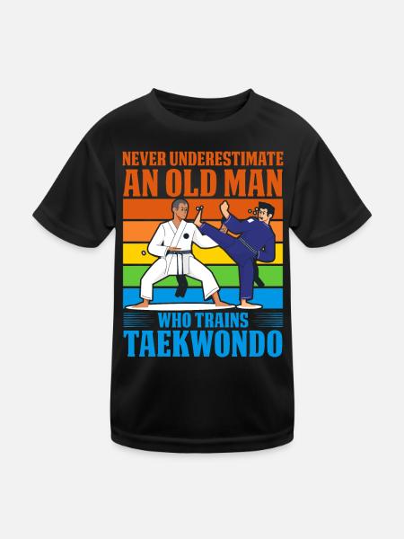 Unterschätzen Sie niemals einen alten Mann, der trainiert - Kinder Funktions-T-Shirt - Schwarz - Vorne