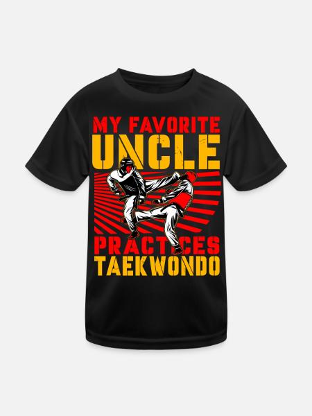 Mein Lieblingsonkel trainiert Taekwondo - Kinder Funktions-T-Shirt - Schwarz - Vorne