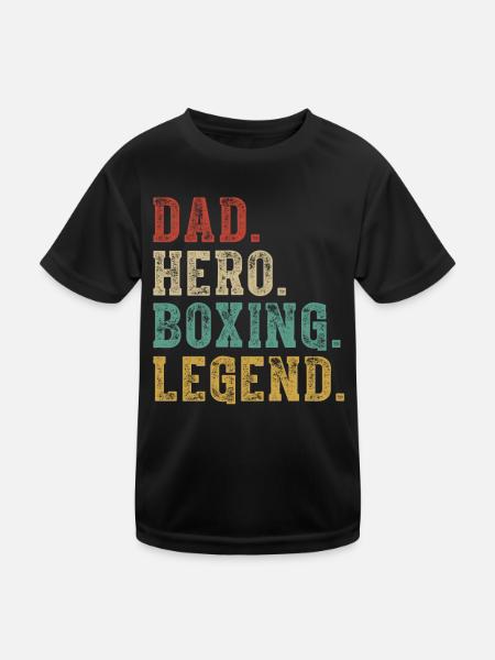 Papa Held Boxlegende - Kinder Funktions-T-Shirt - Schwarz - Vorne