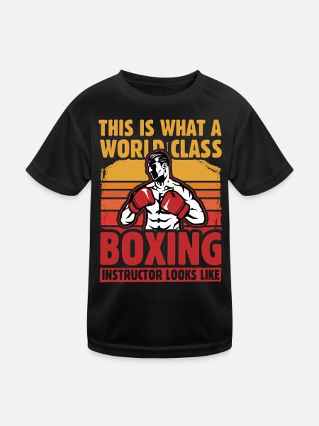 So sieht ein Weltklasse-Boxlehrer aus - Kinder Funktions-T-Shirt - Schwarz - Vorne