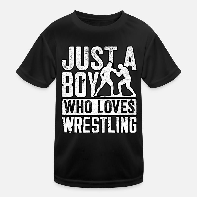 Nur ein Junge, der Wrestling liebt Kinder Funktions-T-Shirt