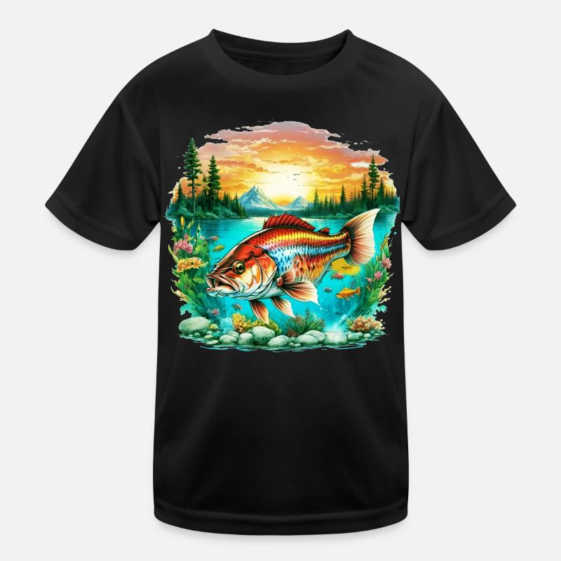 Bassfisch Kinder Funktions-T-Shirt