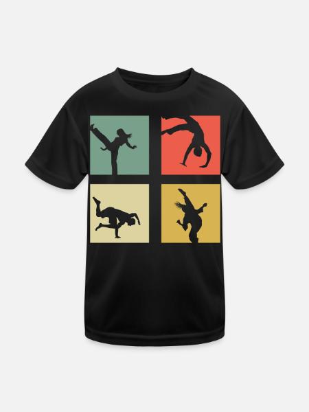 Capoeira - Kinder Funktions-T-Shirt - Schwarz - Vorne