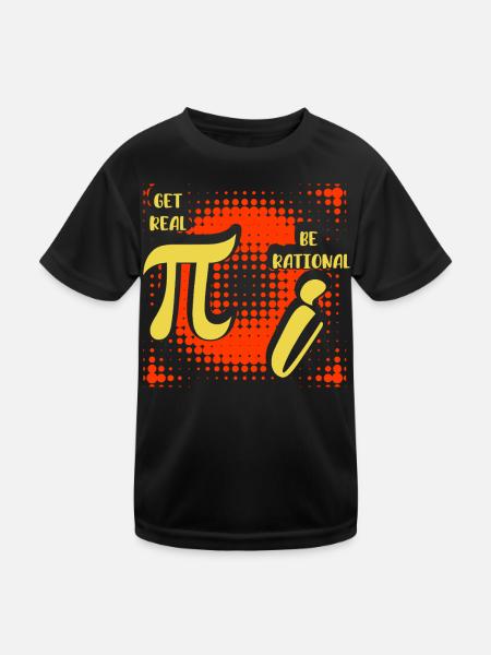 Math Humor – Pi vs. Imaginary Number - Kids Functional T-Shirt - black - Front