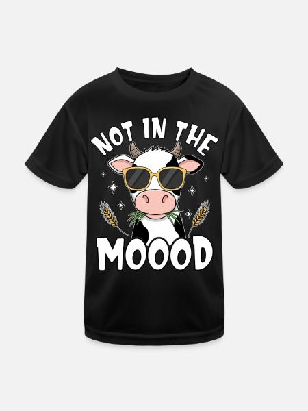 Nicht in der Moood-Kuh - Kinder Funktions-T-Shirt - Schwarz - Vorne
