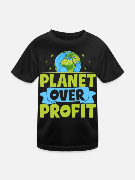 Planet over Profit - Kids Functional T-Shirt - black - Front