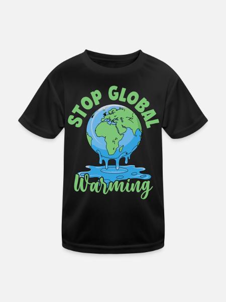 Stop Global Warming - Kids Functional T-Shirt - black - Front