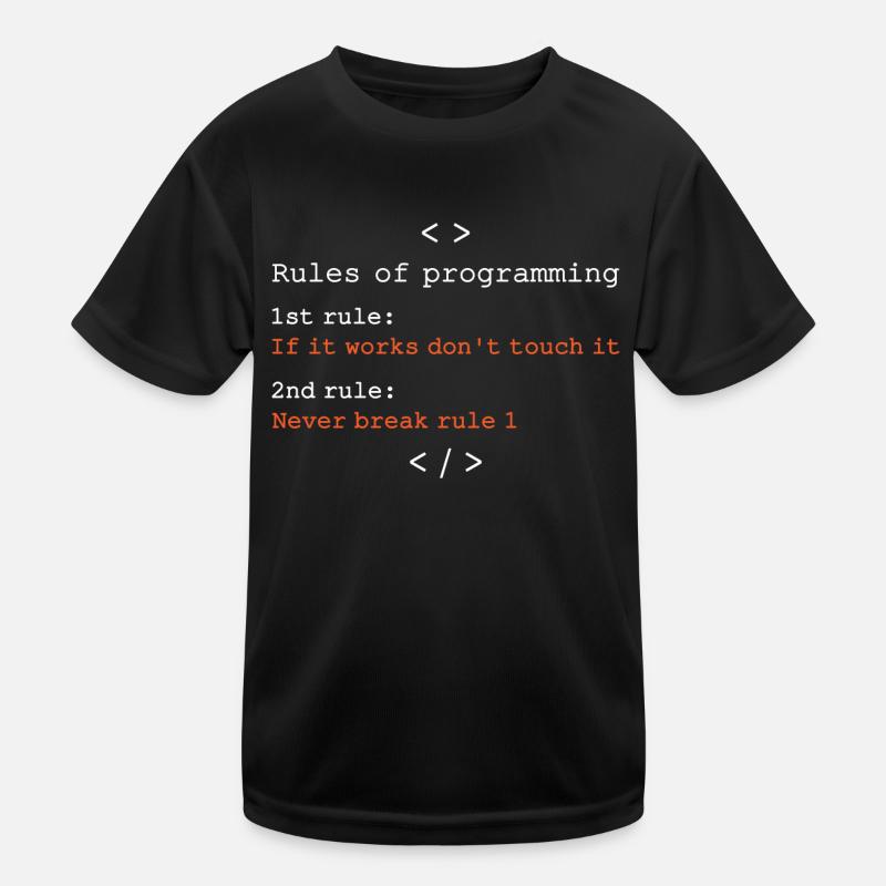 Regeln der Programmierung - Kinder Funktions-T-Shirt - Schwarz