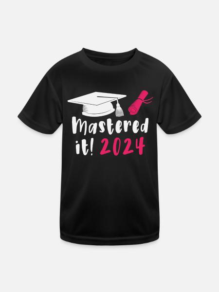 Gemeistert 2024 Master Abschluss Graduiert 2024 - Kinder Funktions-T-Shirt - Schwarz - Vorne