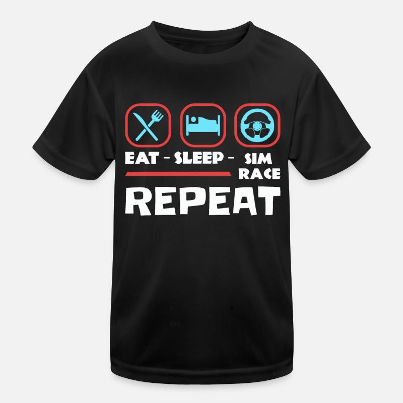Eat Sleep Sim Race Repeat Sim Racing - Kids Functional T-Shirt - black