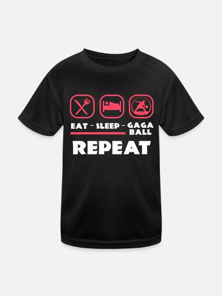 Eat Sleep Gaga Ball Repeat - Kids Functional T-Shirt - black - Front