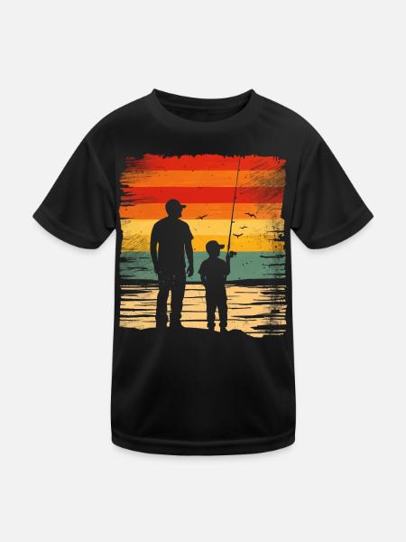 Père et fils Pêche Pêche - T-shirt sport Enfant - noir - Devant
