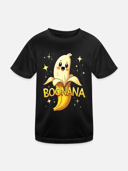 Boonana - Banane als Geist - Kinder Funktions-T-Shirt - Schwarz - Vorne