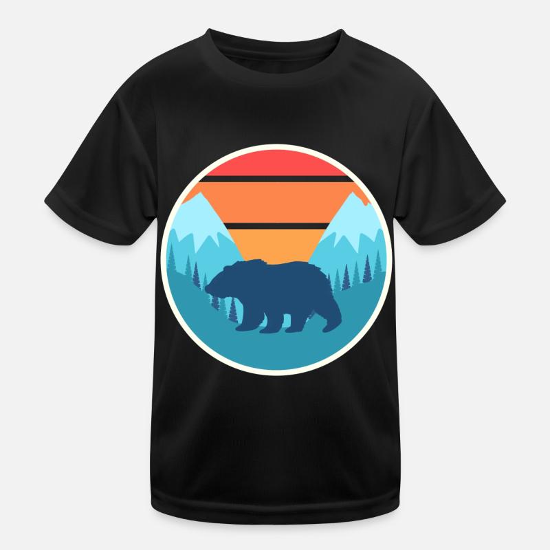 Bear mountains sunset retro Kids Functional T-Shirt