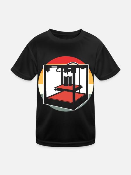 Retro 3D Printer - Kids Functional T-Shirt - black - Front