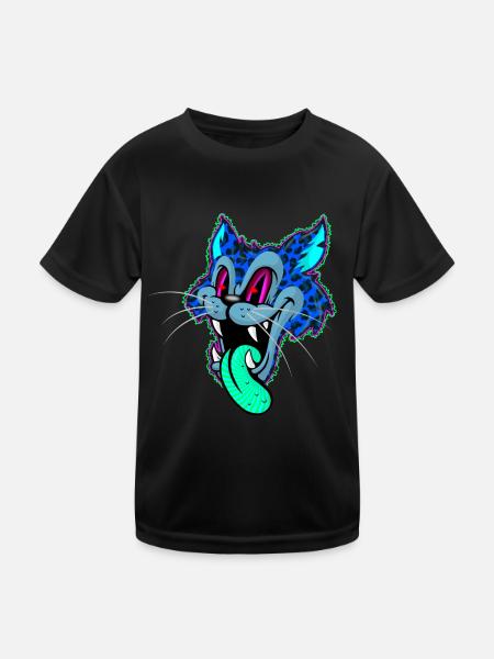 Leopard Comic Psychedelic - Kids Functional T-Shirt - black - Front